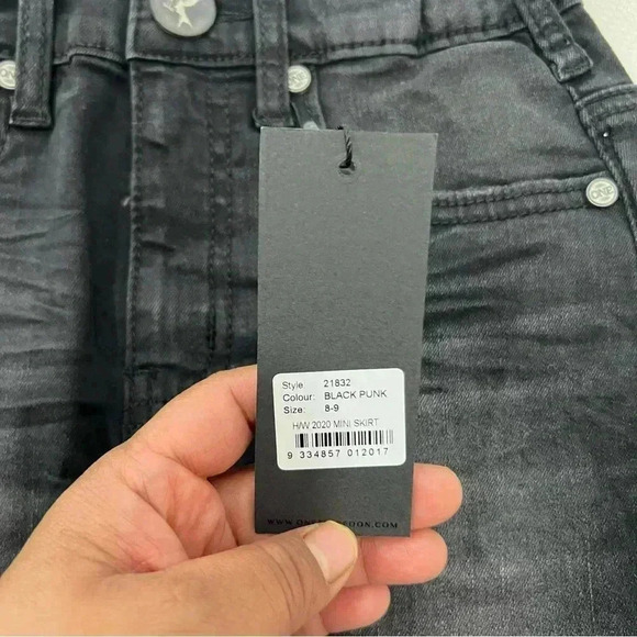 ONE TEASPOON BLACK PUNK 2020 MINI STRETCH HIGH WAIST DENIM SKIRT Size 8-9 - Picture 2 of 6